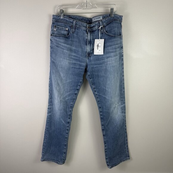 AG Everett Slim Straight Cloud Soft Jeans Dark Wash Denim Mens 34R Distressed - Picture 1 of 9